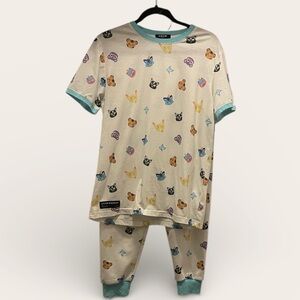 Krew District Kids lounge Set with Animal Faces - White and Blue